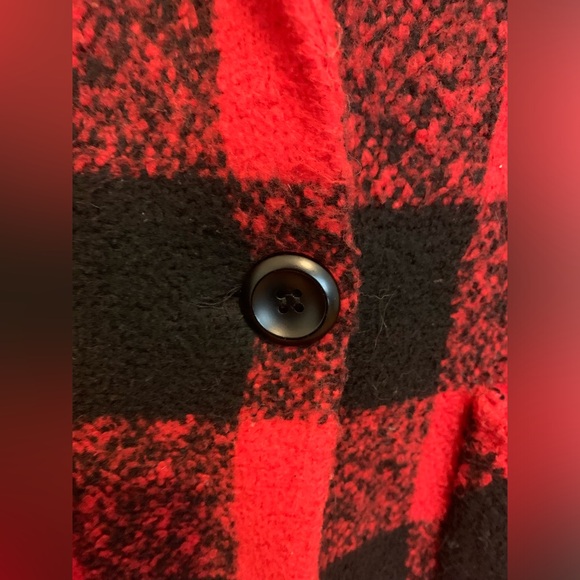 plaid red and black sweater coat - Picture 3 of 5